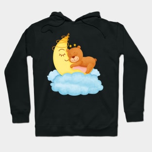 Cute Bear Sleeping on Moon Hoodie